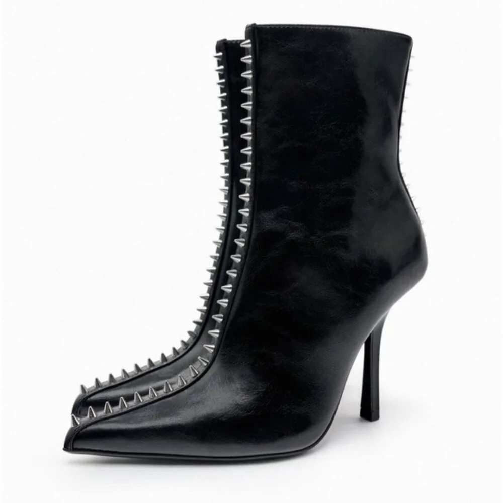 Zara Studded Heeled Ankle Boots studs Spiked Size 36 NEW - Picture 4 of 16